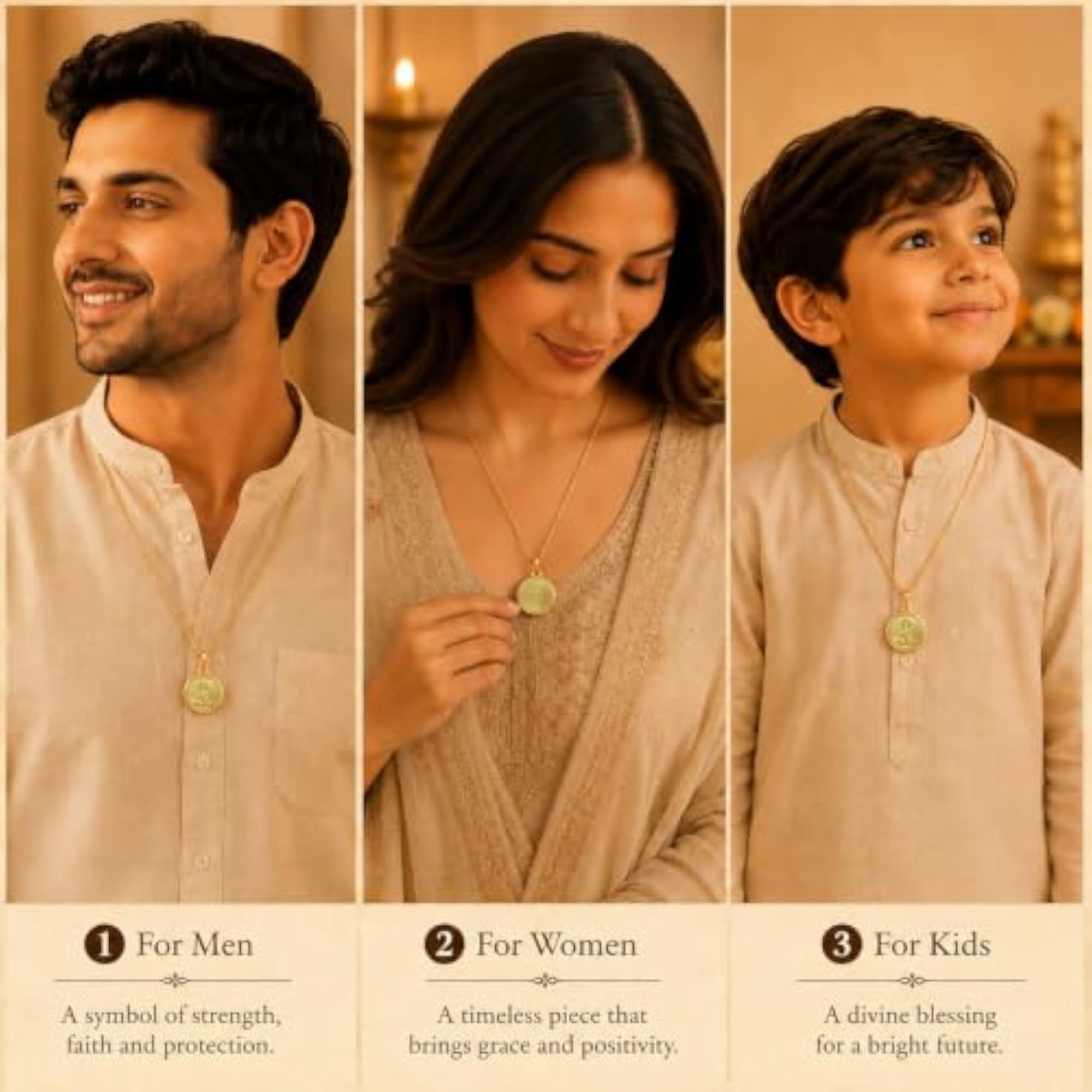 24K Plated Double-Sided Hindu Religious Pendant with Box